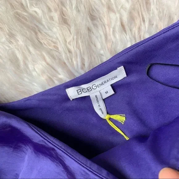 BCBGeneration Shoulder Ruffle Purple Dress - Picture 3 of 5